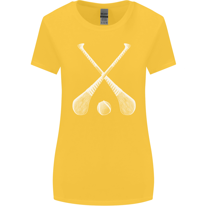 Hurling Bats and Ball Womens Wider Cut T-Shirt Yellow