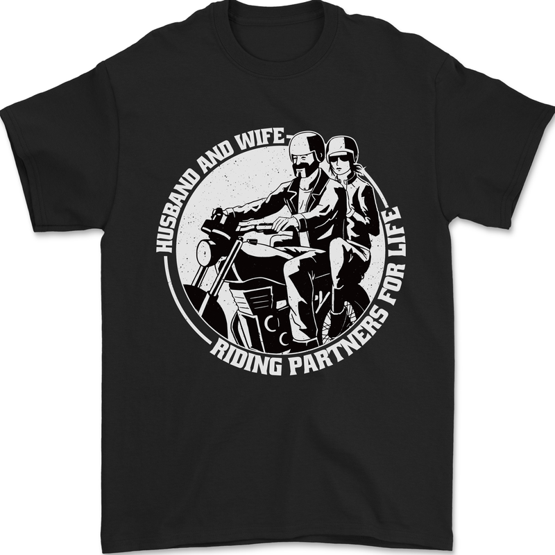 a black t - shirt with an image of a man riding a motorcycle