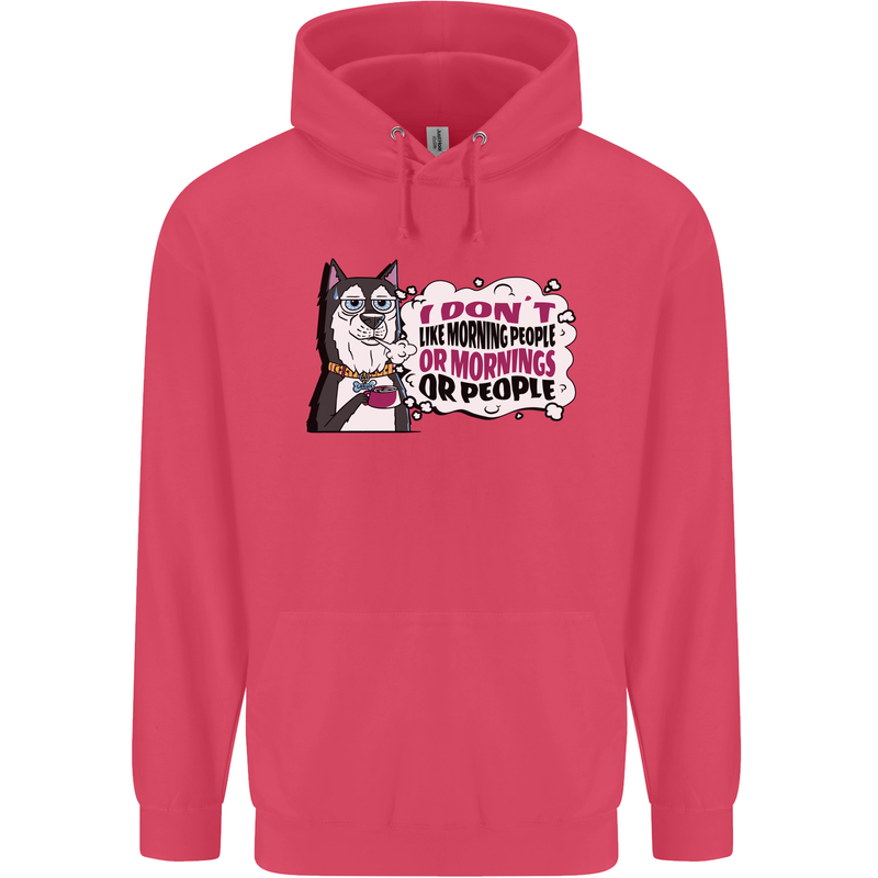 Husky Alaskan I Dont Like People Mornings Childrens Kids Hoodie Heliconia