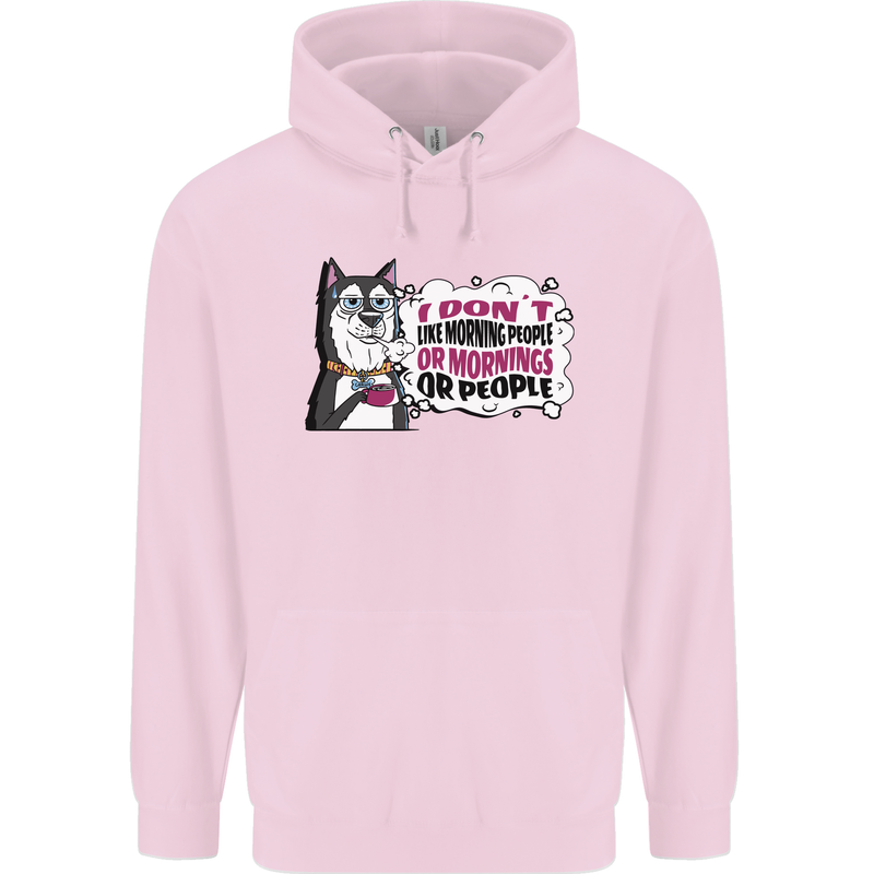 Husky Alaskan I Dont Like People Mornings Childrens Kids Hoodie Light Pink
