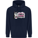 Husky Alaskan I Dont Like People Mornings Childrens Kids Hoodie Navy Blue