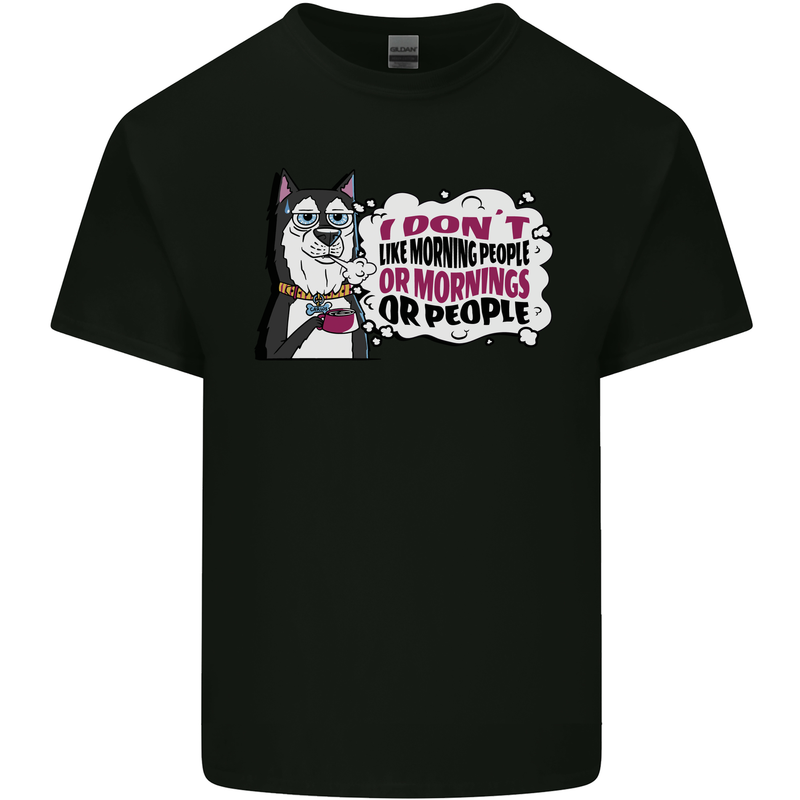 Husky Alaskan I Dont Like People Mornings Kids T-Shirt Childrens Black