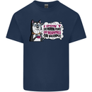 Husky Alaskan I Dont Like People Mornings Kids T-Shirt Childrens Navy Blue