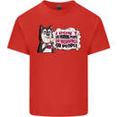 Husky Alaskan I Dont Like People Mornings Kids T-Shirt Childrens Red