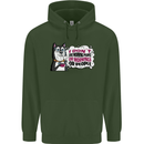 Husky Alaskan I Dont Like People Mornings Mens 80% Cotton Hoodie Forest Green