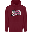 Husky Alaskan I Dont Like People Mornings Mens 80% Cotton Hoodie Maroon