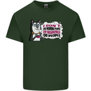 Husky Alaskan I Dont Like People Mornings Mens Cotton T-Shirt Tee Top Forest Green