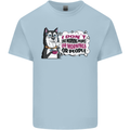 Husky Alaskan I Dont Like People Mornings Mens Cotton T-Shirt Tee Top Light Blue
