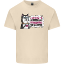 Husky Alaskan I Dont Like People Mornings Mens Cotton T-Shirt Tee Top Natural