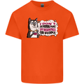 Husky Alaskan I Dont Like People Mornings Mens Cotton T-Shirt Tee Top Orange