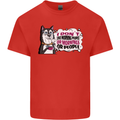 Husky Alaskan I Dont Like People Mornings Mens Cotton T-Shirt Tee Top Red