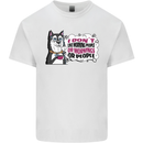 Husky Alaskan I Dont Like People Mornings Mens Cotton T-Shirt Tee Top White