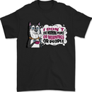 Husky Alaskan I Dont Like People Mornings Mens T-Shirt 100% Cotton Black