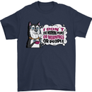 Husky Alaskan I Dont Like People Mornings Mens T-Shirt 100% Cotton Navy Blue