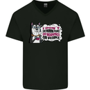 Husky Alaskan I Dont Like People Mornings Mens V-Neck Cotton T-Shirt Black