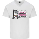 Husky Alaskan I Dont Like People Mornings Mens V-Neck Cotton T-Shirt White