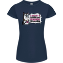 Husky Alaskan I Dont Like People Mornings Womens Petite Cut T-Shirt Navy Blue
