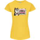 Husky Alaskan I Dont Like People Mornings Womens Petite Cut T-Shirt Yellow