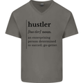 Hustler Definition Entrepreneur Hustle Mens V-Neck Cotton T-Shirt Charcoal
