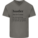 Hustler Definition Entrepreneur Hustle Mens V-Neck Cotton T-Shirt Charcoal