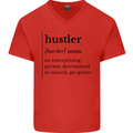 Hustler Definition Entrepreneur Hustle Mens V-Neck Cotton T-Shirt Red