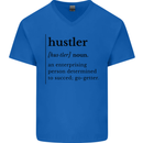Hustler Definition Entrepreneur Hustle Mens V-Neck Cotton T-Shirt Royal Blue