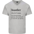 Hustler Definition Entrepreneur Hustle Mens V-Neck Cotton T-Shirt Sports Grey