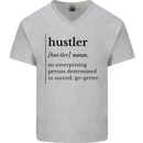 Hustler Definition Entrepreneur Hustle Mens V-Neck Cotton T-Shirt Sports Grey