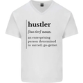 Hustler Definition Entrepreneur Hustle Mens V-Neck Cotton T-Shirt White