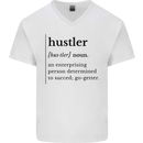 Hustler Definition Entrepreneur Hustle Mens V-Neck Cotton T-Shirt White