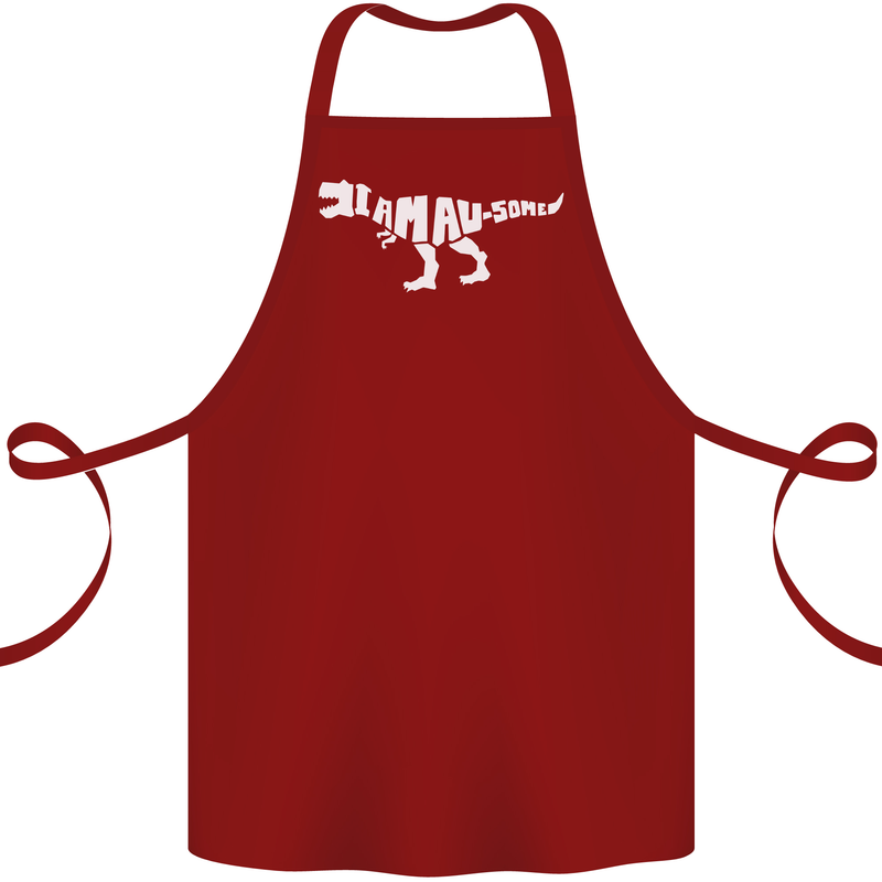 I Am Awesome Funny Dinosaur T-Rex Cotton Apron 100% Organic Maroon