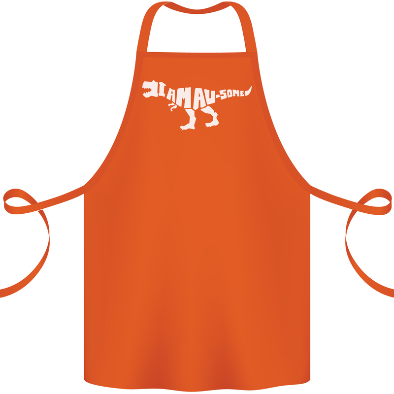I Am Awesome Funny Dinosaur T-Rex Cotton Apron 100% Organic Orange