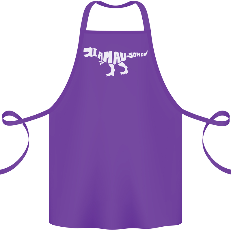 I Am Awesome Funny Dinosaur T-Rex Cotton Apron 100% Organic Purple