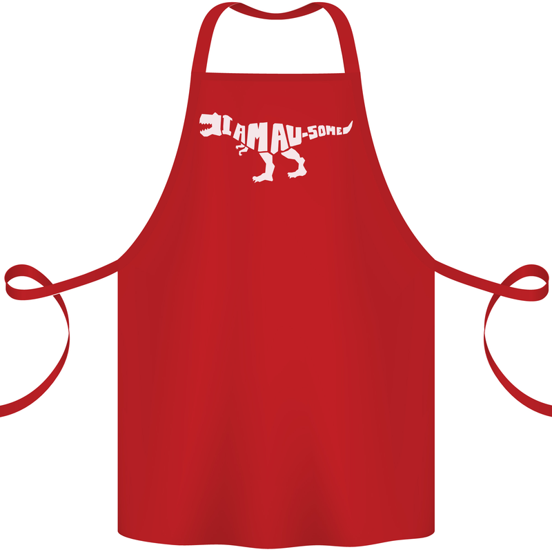 I Am Awesome Funny Dinosaur T-Rex Cotton Apron 100% Organic Red