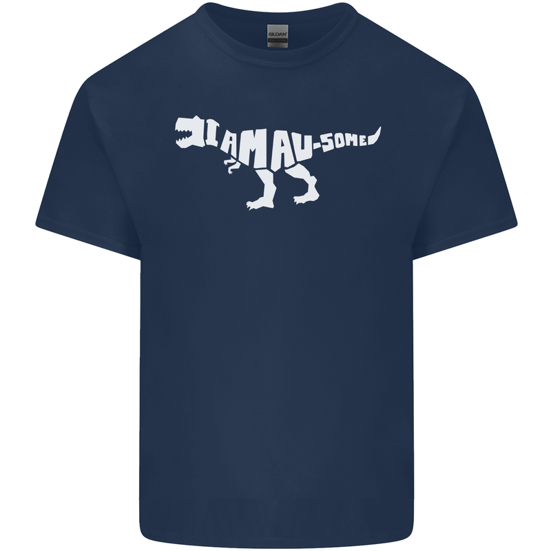 I Am Awesome Funny Dinosaur T-Rex Mens Cotton T-Shirt Tee Top Navy Blue