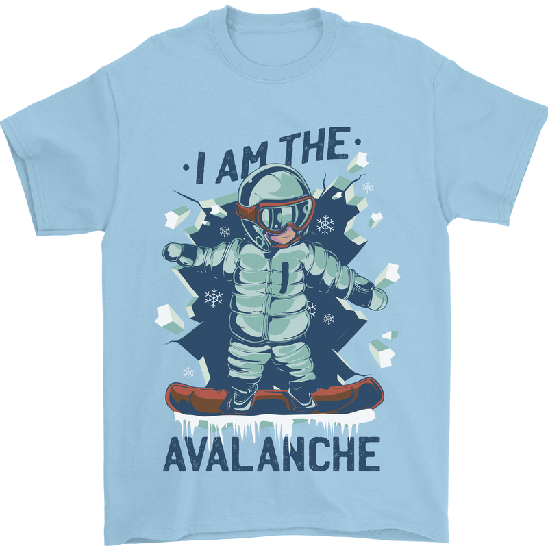 I Am the Avalanche Funny Snowboarding Mens T-Shirt 100% Cotton Light Blue