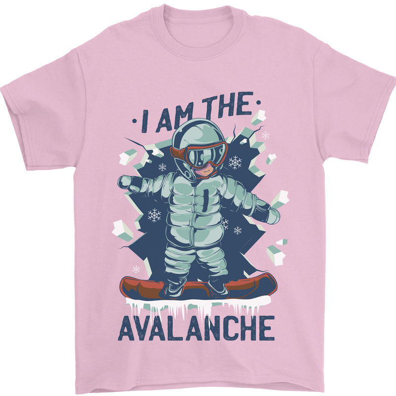 I Am the Avalanche Funny Snowboarding Mens T-Shirt 100% Cotton Light Pink