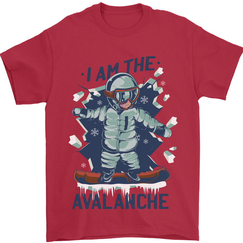 I Am the Avalanche Funny Snowboarding Mens T-Shirt 100% Cotton Red
