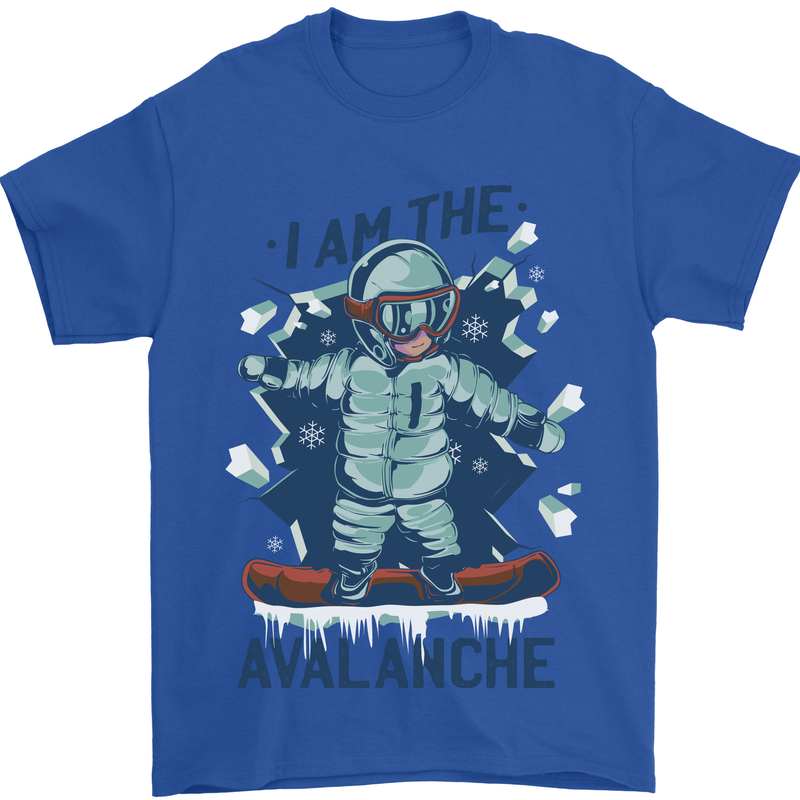 I Am the Avalanche Funny Snowboarding Mens T-Shirt 100% Cotton Royal Blue