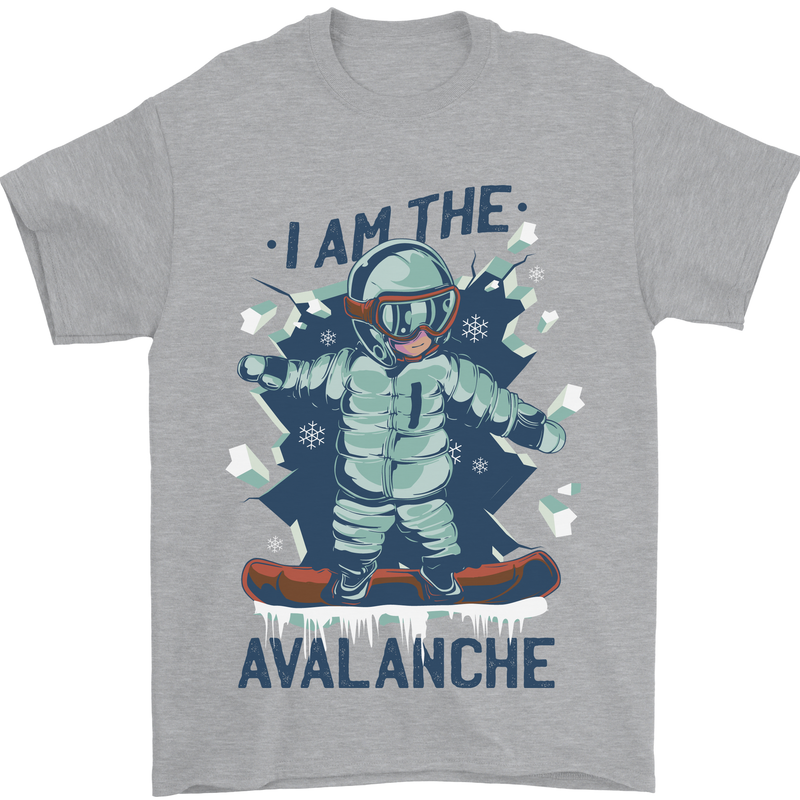I Am the Avalanche Funny Snowboarding Mens T-Shirt 100% Cotton Sports Grey