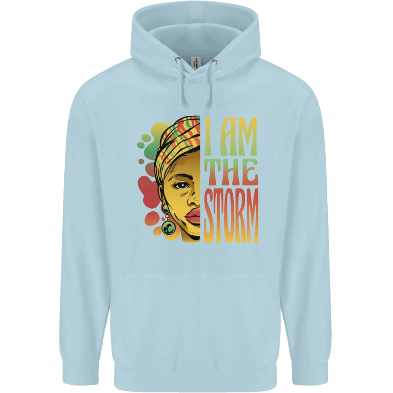 I Am the Storm African Black Lives Matter Childrens Kids Hoodie Light Blue