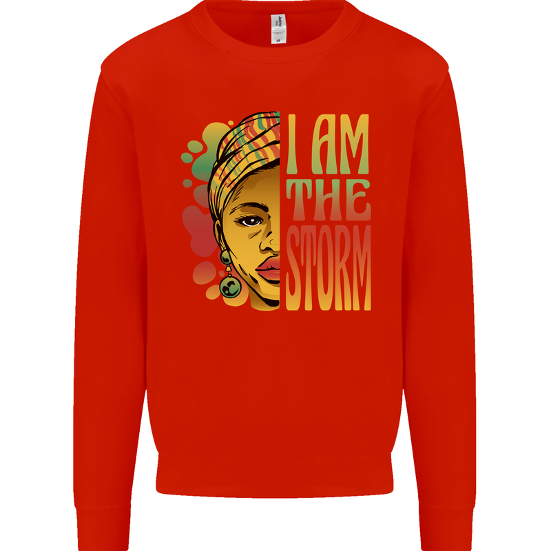 I Am the Storm African Black Lives Matter Kids Sweatshirt Jumper Bright Red