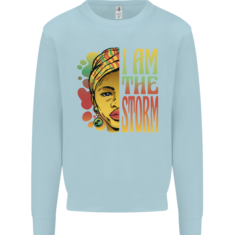 I Am the Storm African Black Lives Matter Kids Sweatshirt Jumper Light Blue
