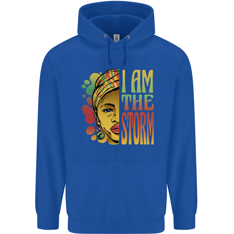 I Am the Storm African Black Lives Matter Mens 80% Cotton Hoodie Royal Blue