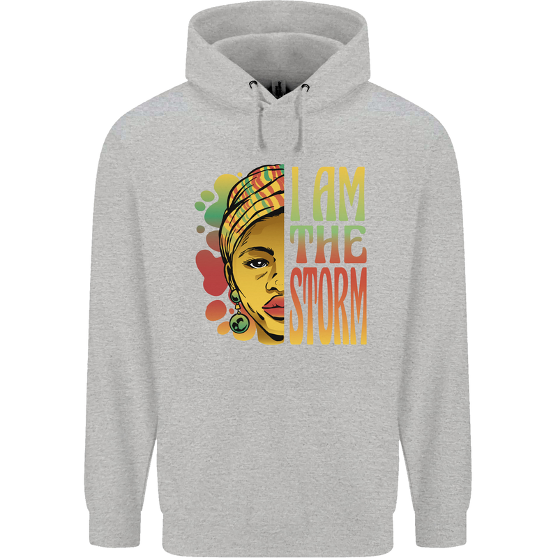I Am the Storm African Black Lives Matter Mens 80% Cotton Hoodie Sports Grey