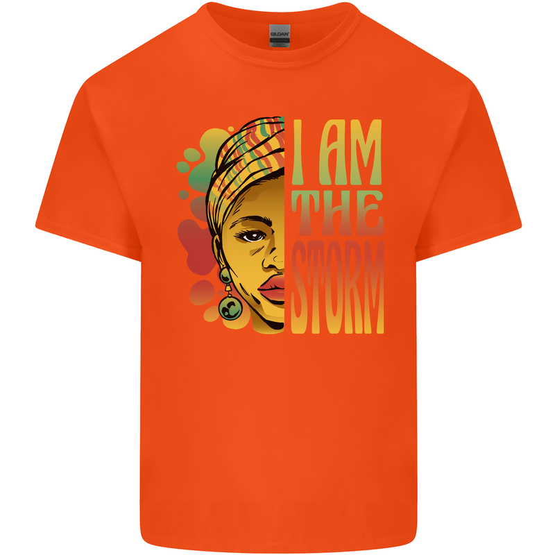 I Am the Storm African Black Lives Matter Mens Cotton T-Shirt Tee Top Orange