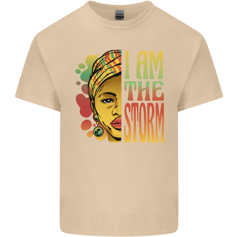 I Am the Storm African Black Lives Matter Mens Cotton T-Shirt Tee Top Sand