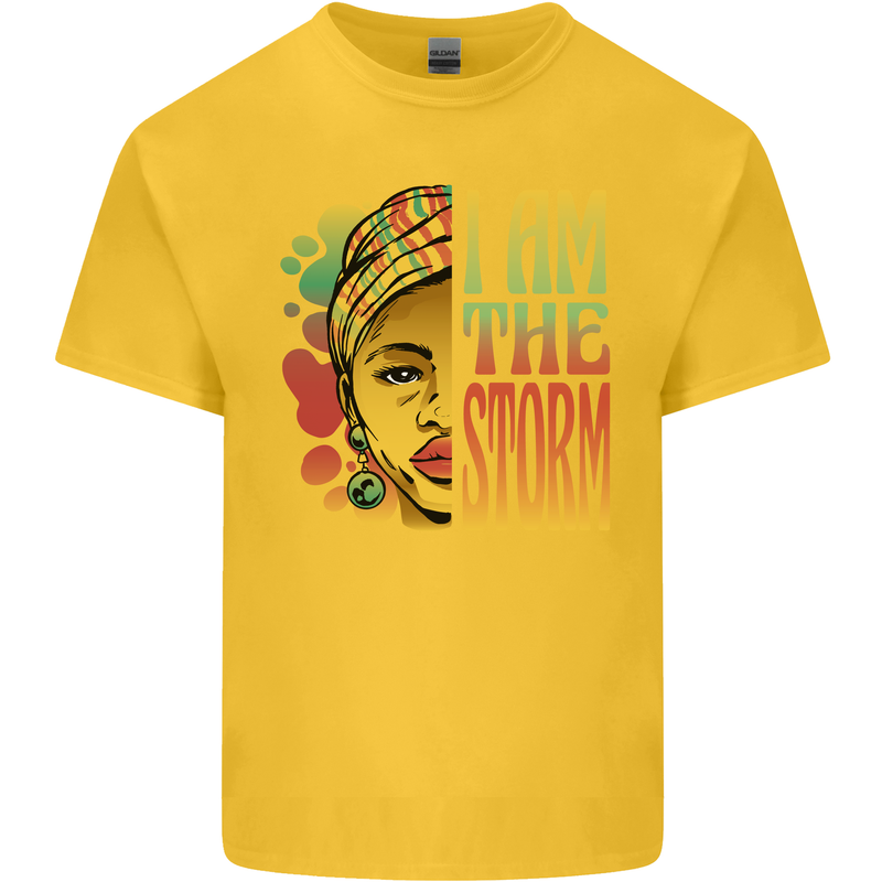 I Am the Storm African Black Lives Matter Mens Cotton T-Shirt Tee Top Yellow