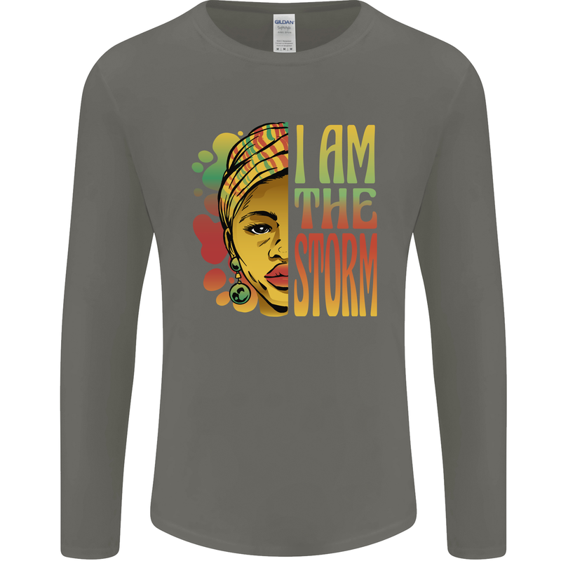 I Am the Storm African Black Lives Matter Mens Long Sleeve T-Shirt Charcoal