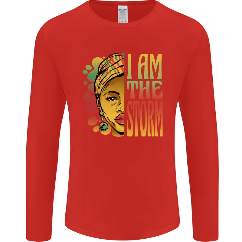 I Am the Storm African Black Lives Matter Mens Long Sleeve T-Shirt Red